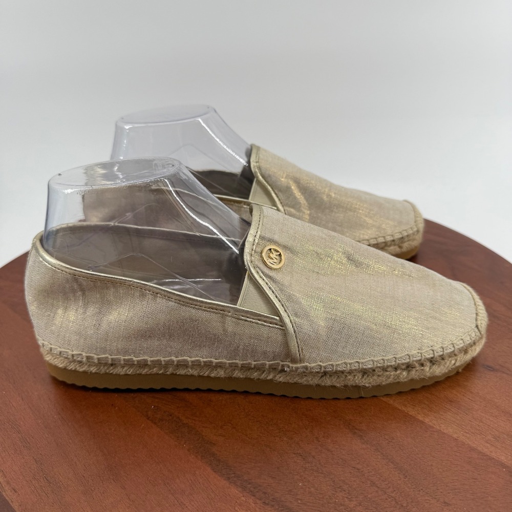 Michael Kors Kendrick Pale Gold Metallic‎ Espadrille Slip On Flats Womens 10M